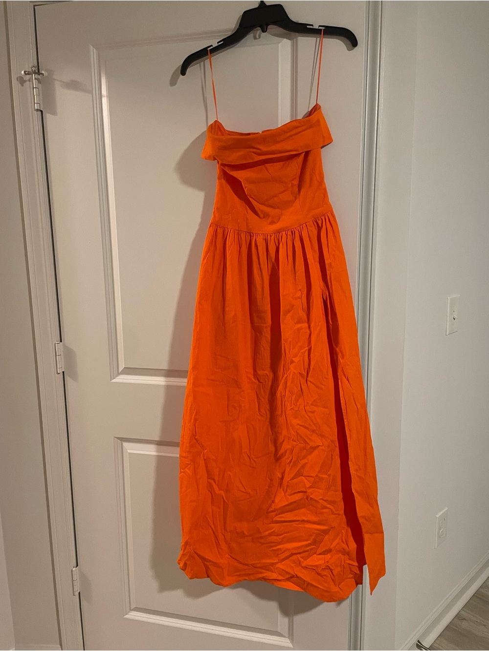Bright Orange Strapless Maxi dress